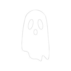 Halloween ghost vector, scary face expression ghost isolated on white background. 
