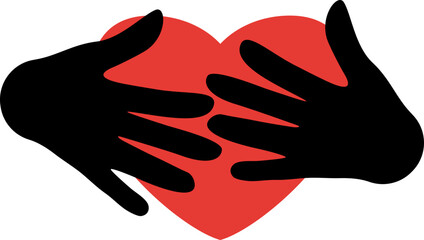 Hands holding a red heart. Life logo.