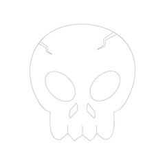 Emotions cartoon skull on a white background - Skull with smile Vector illustration.  