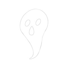 Hand-drawn illustration of a Halloween ghost, scary ghost vector isolated on white background