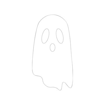 Halloween ghost vector, scary face expression ghost isolated on white background. 