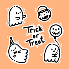 set of cute halloween ghost