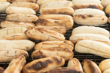 Grilled Banana on stove, thai food