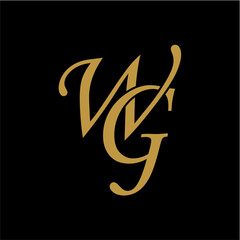 Fototapeta na wymiar WG initial letter logo monogram luxury elegant ornament