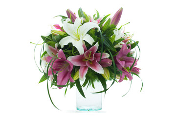 Mix flower bouquet on white background