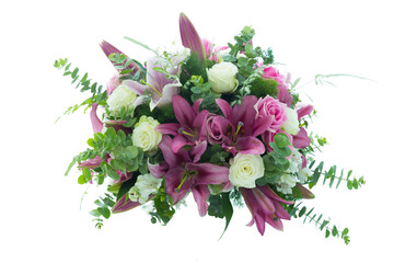 Mix flower bouquet on white background