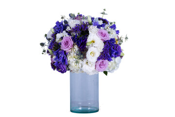 Mix rose flower on vase in white background