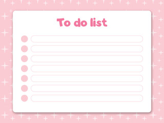 Cute and simple to-do list on retro stars background template