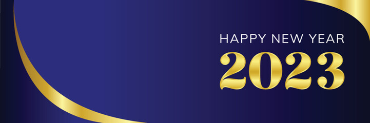 Luxury golden 2023 graphic design on dark blue background. Happy new year 2023 banner