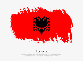 Creative textured flag of Albania with brush strokes vector illustration