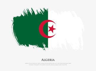 Creative textured flag of Algeria with brush strokes vector illustration