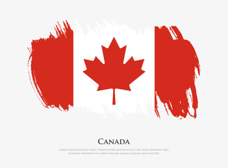 Creative textured flag of Canada with brush strokes vector illustration