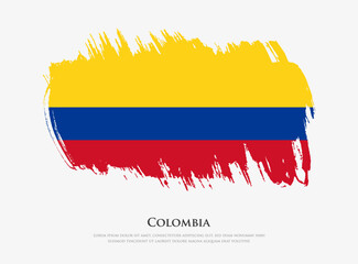 Creative textured flag of Colombia with brush strokes vector illustration