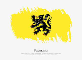 Creative textured flag of Flanders with brush strokes vector illustration