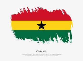 Creative textured flag of Ghana with brush strokes vector illustration