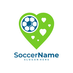 Obraz premium Love Soccer logo template, Football Love logo design vector