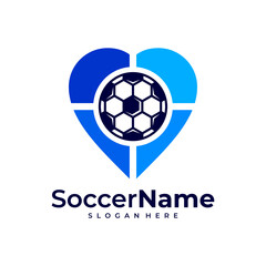 Obraz premium Love Soccer logo template, Football Love logo design vector