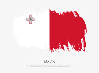 Creative textured flag of Malta with brush strokes vector illustration