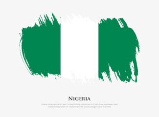 Creative textured flag of Nigeria with brush strokes vector illustration