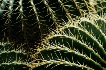 close up or macro cactus with many thorns in garden