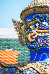 The blue giant standing in the Temple of the Emerald Buddha