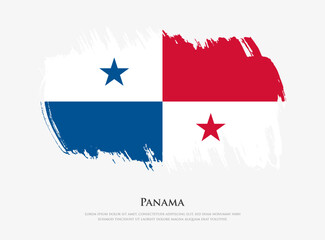 Creative textured flag of Panama with brush strokes vector illustration