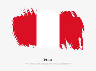 Creative textured flag of Peru with brush strokes vector illustration