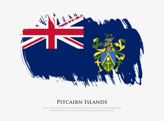 Creative textured flag of Pitcairn Islands with brush strokes vector illustration