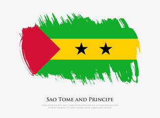 Creative textured flag of Sao Tome and Principe with brush strokes vector illustration