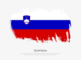 Creative textured flag of Slovenia with brush strokes vector illustration