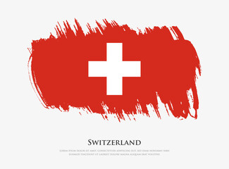 Creative textured flag of Switzerland with brush strokes vector illustration