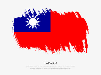 Creative textured flag of Taiwan with brush strokes vector illustration