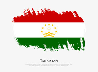 Creative textured flag of Tajikistan with brush strokes vector illustration
