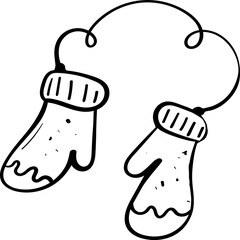 Mittens Vector Doodle Illustration
