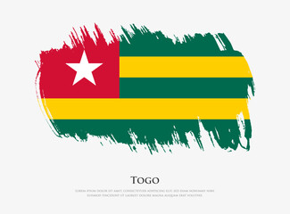 Creative textured flag of Togo with brush strokes vector illustration