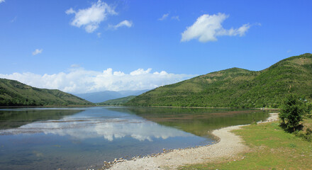 Fototapeta premium Ashigbayramli reservoir in Ismaylli. Azerbaijan.