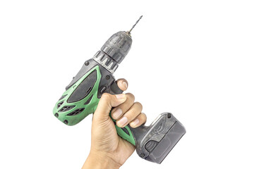 D็Hand held electric drill isolated.