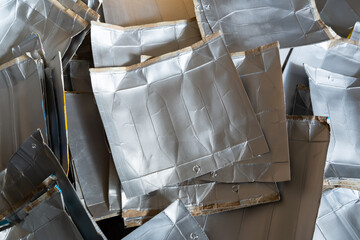 Milk carton packages collected for recycling
