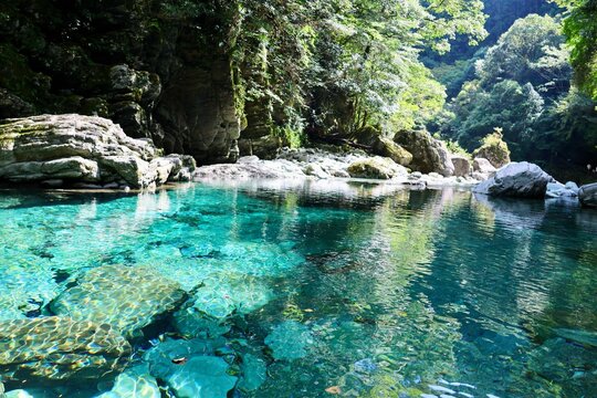 安居渓谷　仁淀川水系で一番美しい水流　水晶淵　日本一の清流　自然公園