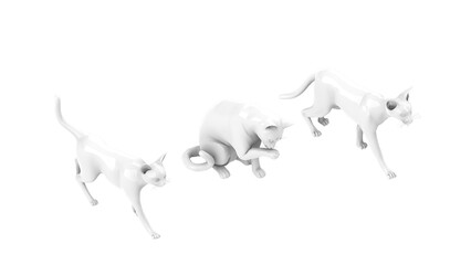 3D High Poly Cats - SET1 Monochromatic - Isometric View 4