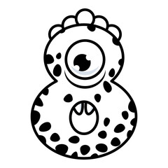 Obraz premium 8.Funny Monsters Colorful Numbers, Cute Fantasy Aliens in the Shape of Numerals. Cartoon numbers from 0 to 9 icons are made in the form of human figures with big eyes and face. Arabic numerals. Vector