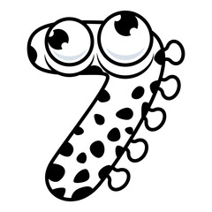 7.Funny Monsters Colorful Numbers, Cute Fantasy Aliens in the Shape of Numerals. Cartoon numbers from 0 to 9 icons are made in the form of human figures with big eyes and face. Arabic numerals. Vector