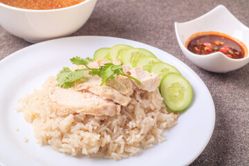 Steamed chicken and rice steamed with chicken soup,