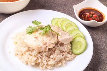 Steamed chicken and rice steamed with chicken soup,