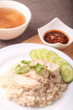Steamed chicken and rice steamed with chicken soup,