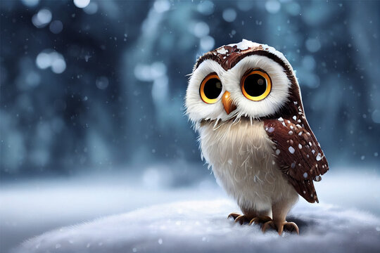 snowy owl in winter. generative ai.