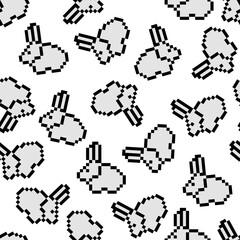 Cute Bunny seamless background. Pixel art. Vector pattern