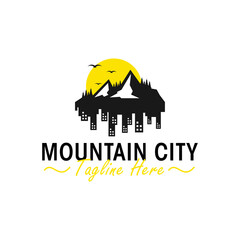 mountain city illustration logo design