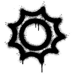 Spray Painted Graffiti Sun icon Sprayed isolated with a white background. graffiti Sun symbol with over spray in black over white. Vector illustration.
