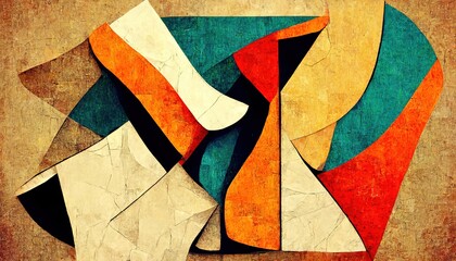 Abstract contemporary minimalism cubism art abstractionism style illustration - obrazy, fototapety, plakaty